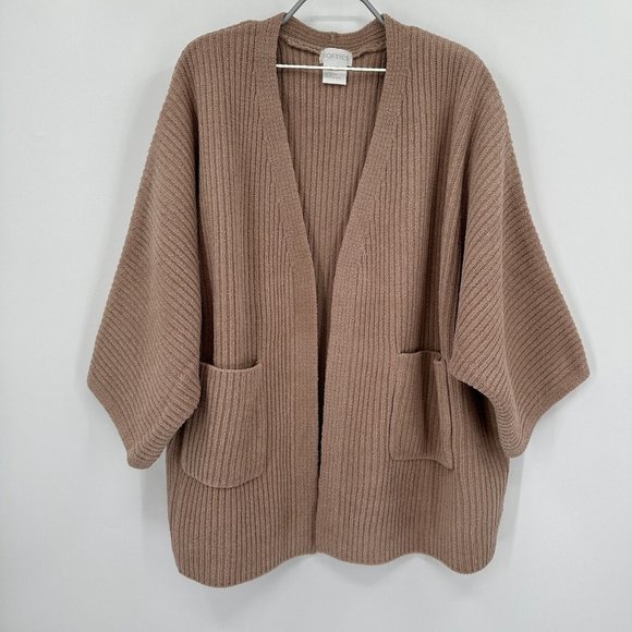 Softies Sweaters - Softies 28" Rib Chenille Kimono Cardigan Sweater sz S/M Coco Brown Open Front